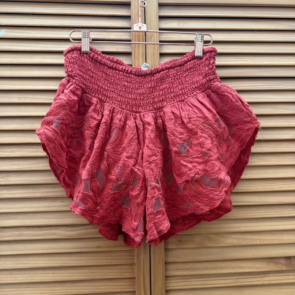 Free People Red Flowy Shorts size Medium